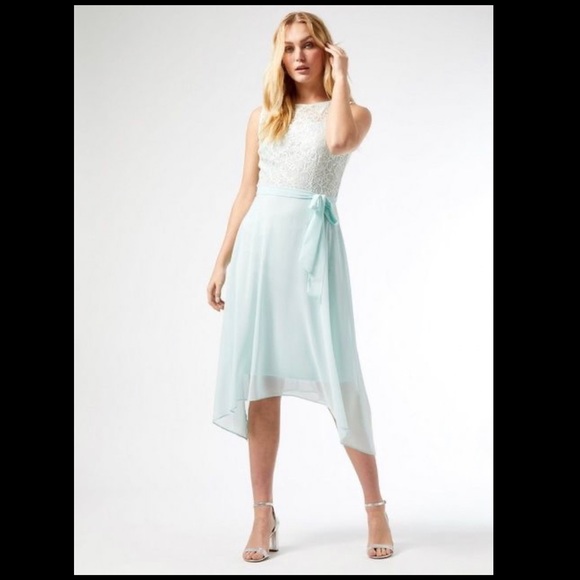 MINT LACE HANKY HEM MIDI DRESS - Picture 3 of 4